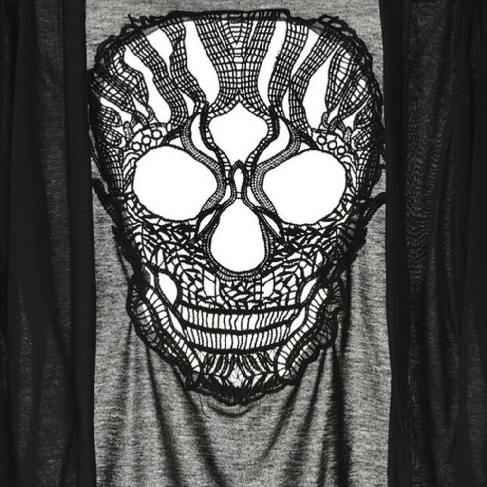Skull Hollowed Out Knitted Cardigan - Picture 3 of 5